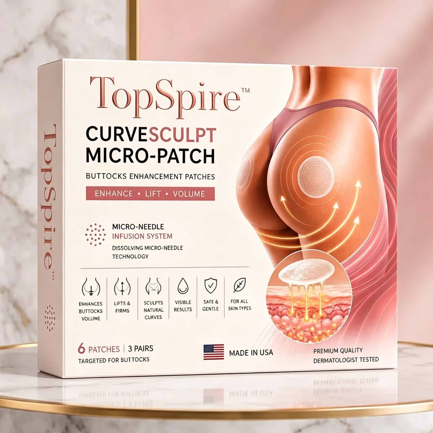 TopSpire™ CurveSculpt Micro-Patch ✦ Sculpt • Firm • Smooth Lower Body Curves ✦ Micro-Needle Infusion System