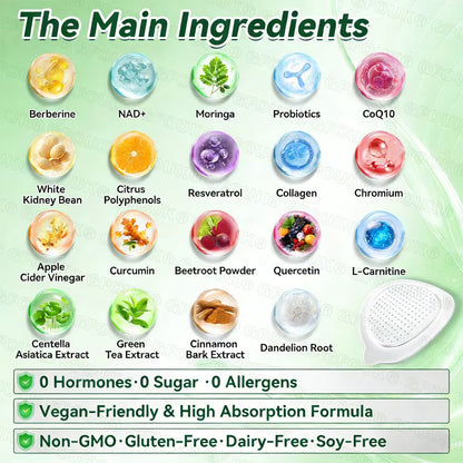 FDA Certified |🍁Maiakoo® Moringa · Berberine 10-in-1 Advanced Nano Microneedle Patch(Just once a day, visible changes in 7 days)