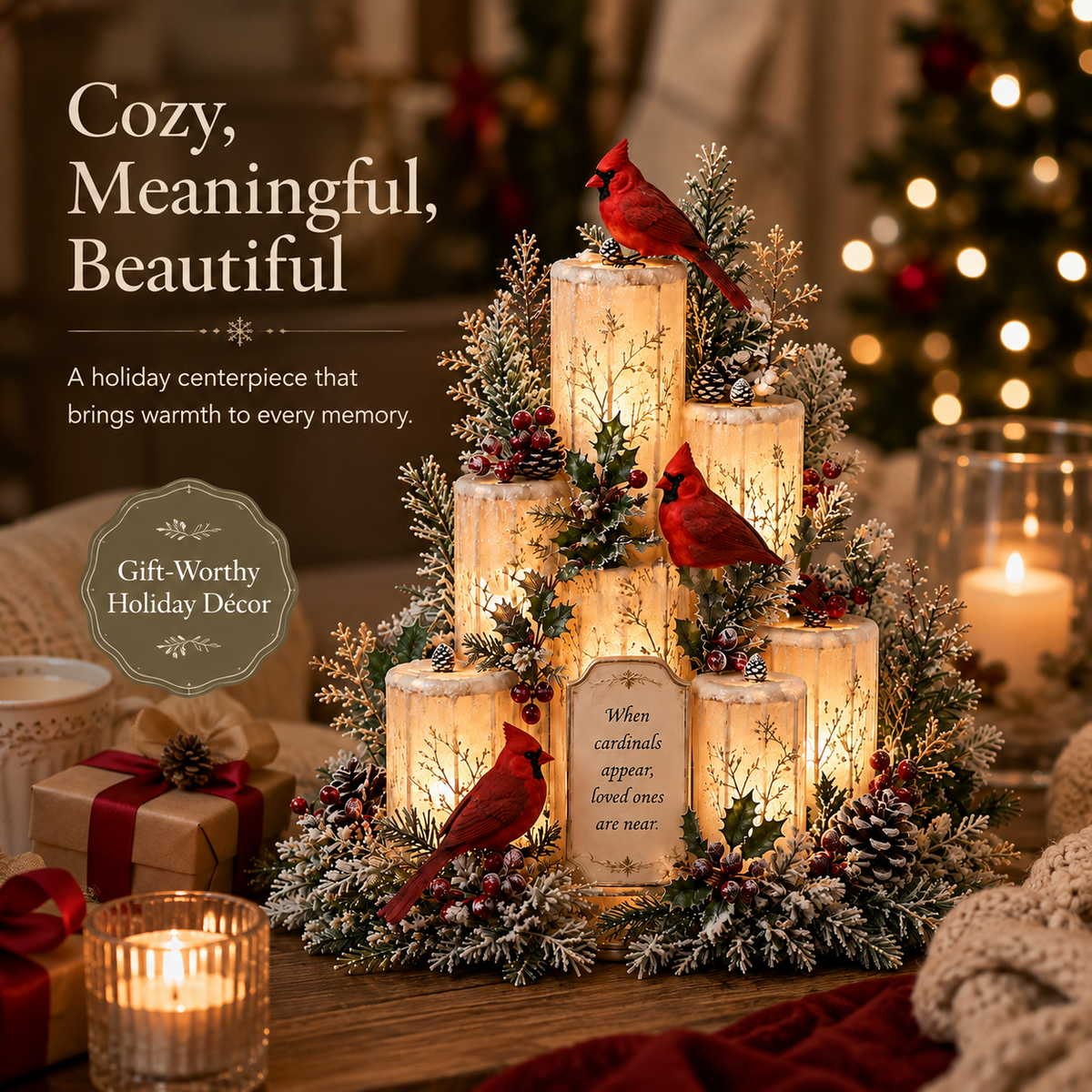 HOT SALE 🎃✨Cardinal Memorial LED Candle Centerpiece