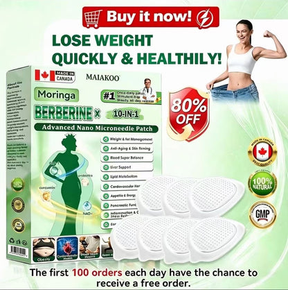 FDA Certified |🍁Maiakoo® Moringa · Berberine 10-in-1 Advanced Nano Microneedle Patch(Just once a day, visible changes in 7 days)