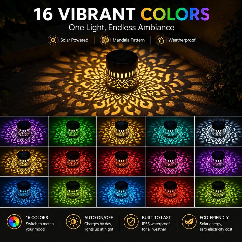 Solar Mandala Projector Outdoor Lights