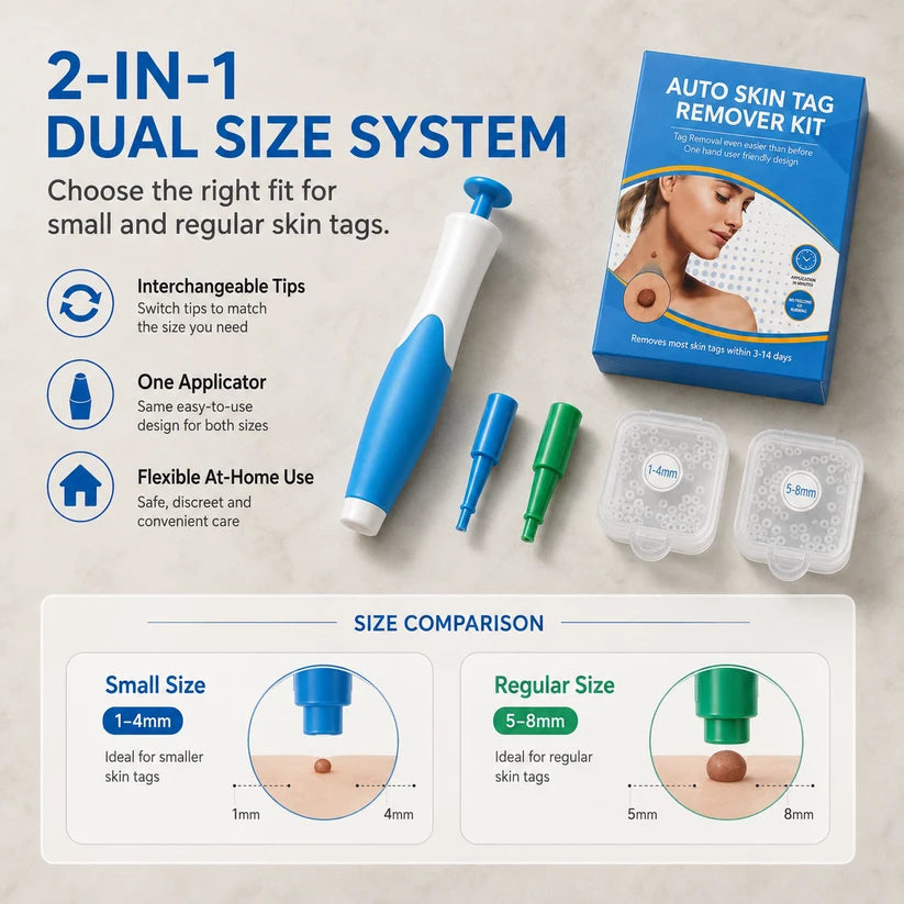 Skin Tag Removal Kit – 2-in-1 Auto Band Applicator with Dual Size Options for At-Home Use