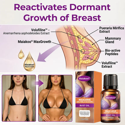 Maiakoo® MaxCurve Sculpting & Volumizing Bust Oil 🌸 — Say Goodbye to Sagging & Flat Busts 💖, Get Fuller, Firmer Curves 📈, Non-Surgical ✅, Try It Now! 🔥