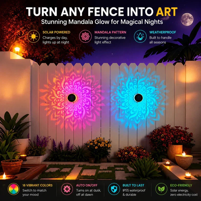 Solar Mandala Projector Outdoor Lights
