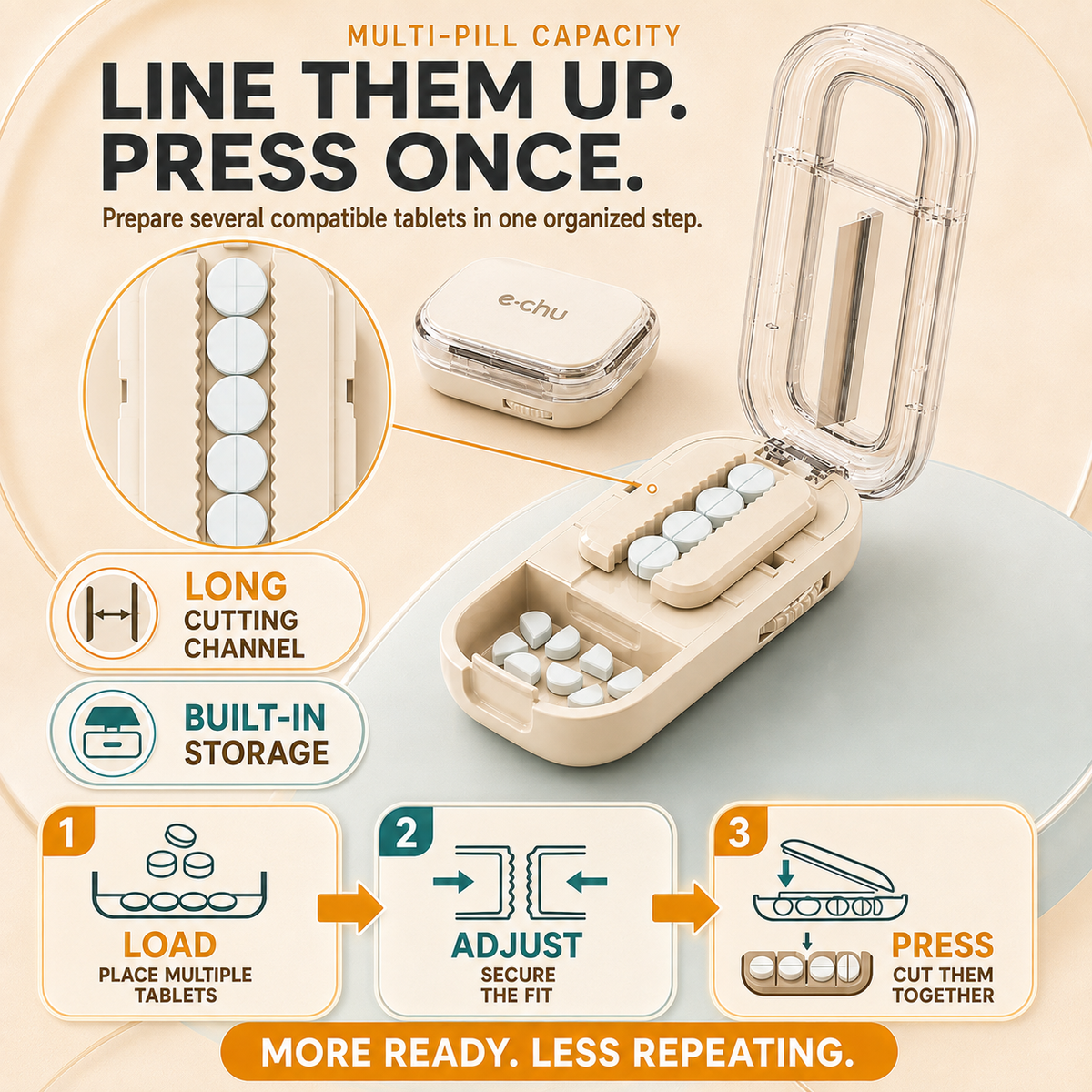 2-in-1 Adjustable Multi-Pill Cutter & Storage Case – 2-Way or 4-Way
