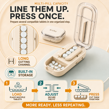2-in-1 Adjustable Multi-Pill Cutter & Storage Case – 2-Way or 4-Way