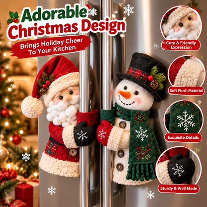 ✨Turn Your Fridge Into Christmas – Santa & Snowman Handle Decor