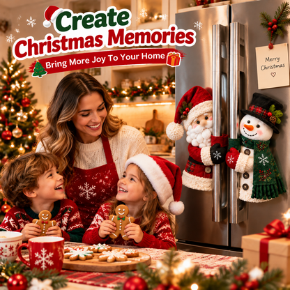 ✨Turn Your Fridge Into Christmas – Santa & Snowman Handle Decor